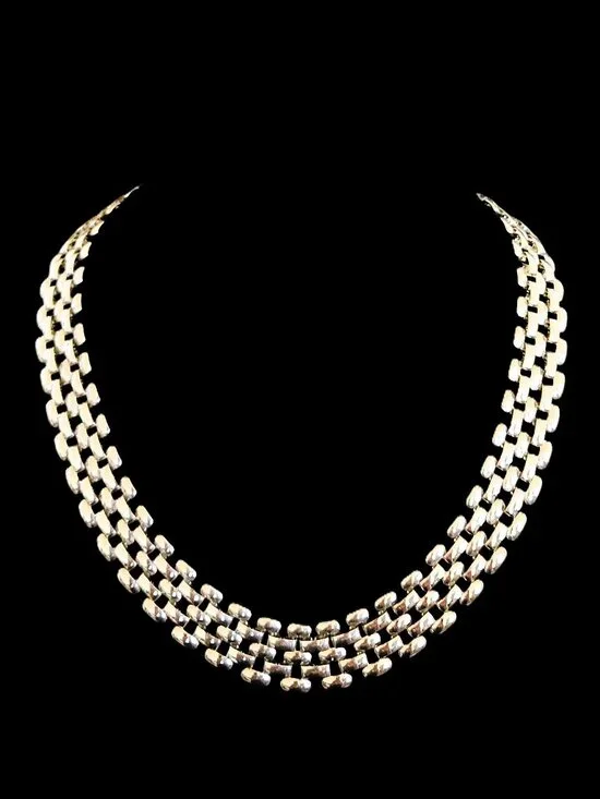 Vintage 80s 7-Row Panther Link Collar Necklace - Heavy Silver Tone 50g - Picture 7 of 7
